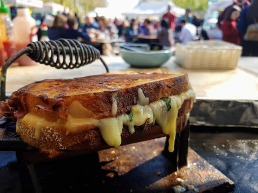 Fresh from the grill A freshly grilled Press & Melt toastie on the hotplate